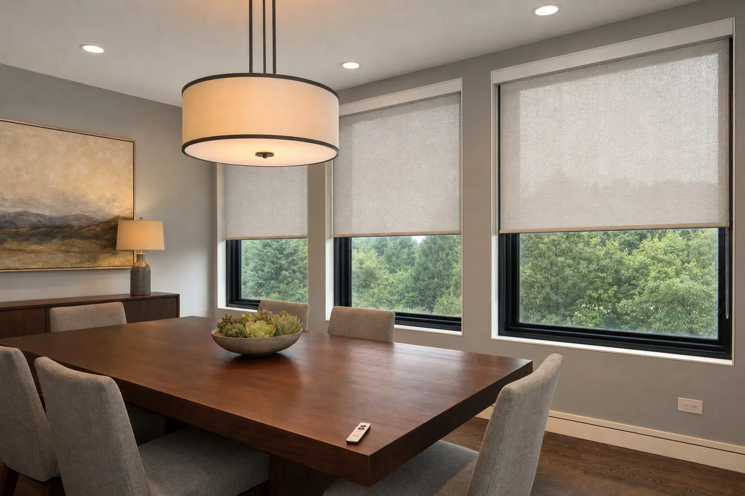 Custom motorized shades installation in Austin TX | Beacon Blinds